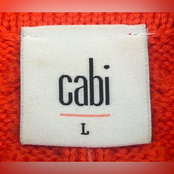 Cabi Orange Cable Knit Button Front Cardigan Sweater w/ Colorful Placket, Large - Picture 13 of 16
